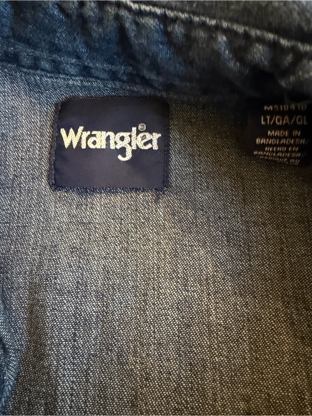 Wrangler Denim look snap up long sleeve top. - Picture 2 of 3